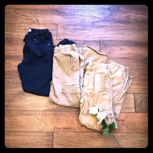 3 pairs of Boys Pull On Cargo Pants. Size 10-12.